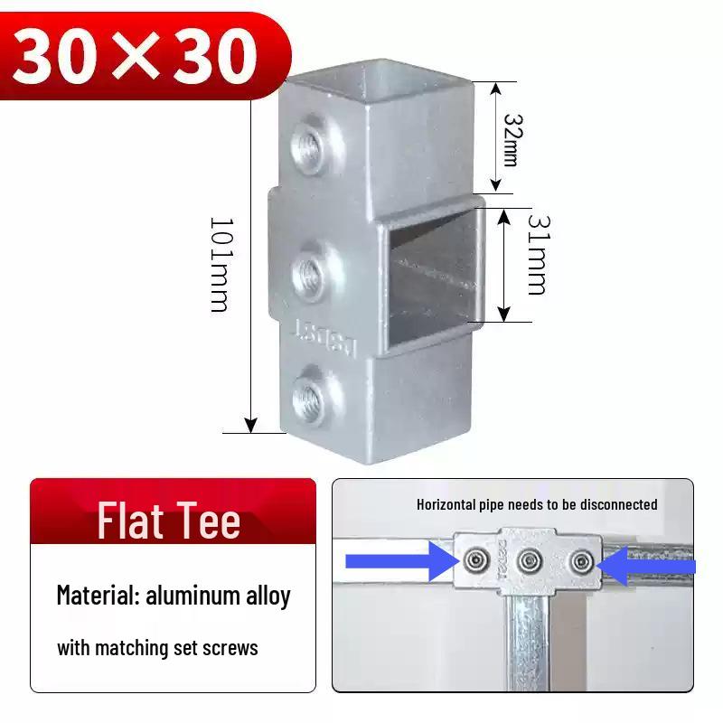 Galvanized Aluminum Alloy Square Tube Connector Fastener Joint, 20/25/30mm