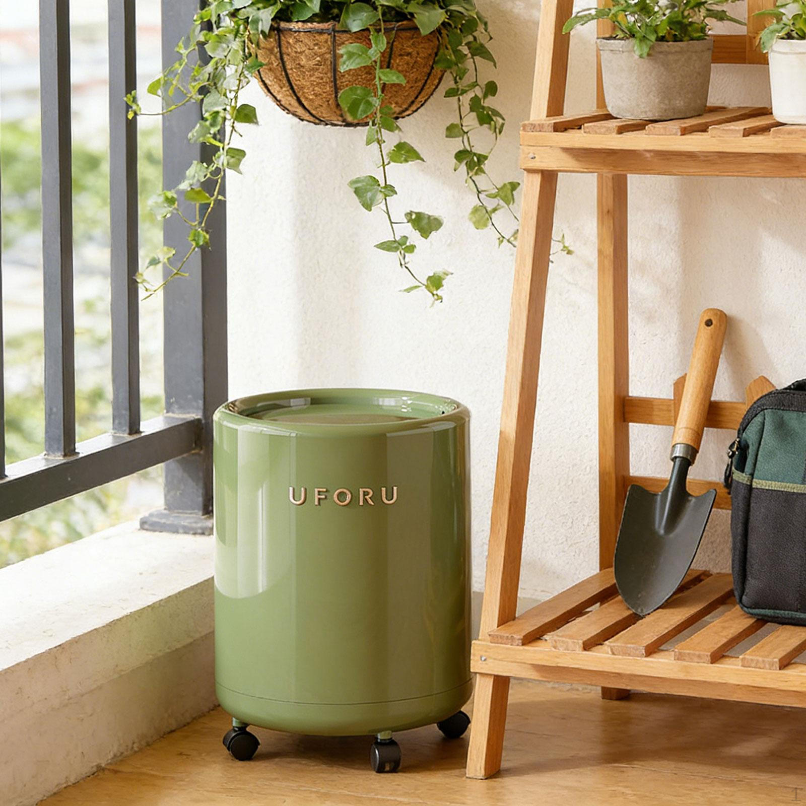 

Large Capacity Wheeled Trash Can with Lid, Multifunctional Sturdy PP Waste Bin, Suitable for Kitchen зелёный
