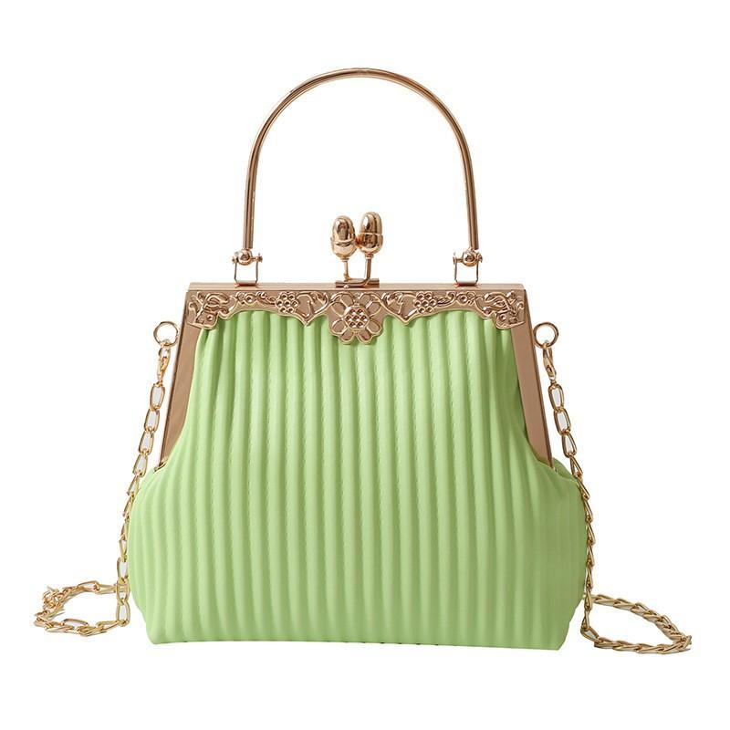 

Small Bag Women 23 High-end Internet Celebrity Clamp-notch Handbag One-shoulder Cross-slung Dinner Party зелёный