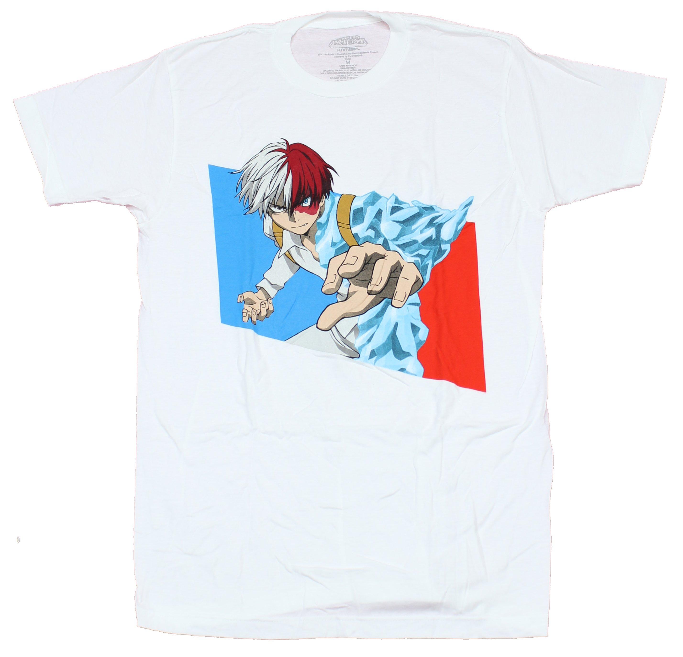 My Hero Academia Adult New T-Shirt - Todoroki Red Blue Attack Reach XXXXL
