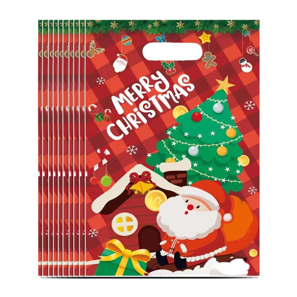 10Pcs Christmas Gift Bag Treat Bag Pouch Handbag for Gifts Wrapping Tote Bag