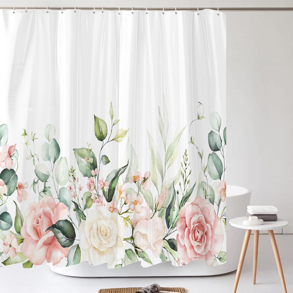 

Занавеска для душа в скандинавском стиле, свежие растения, цветы, листья, 3D-печать, полиэстер, водонепроницаемая, домашний декор, занавеска 180X180 W120xH180cm
