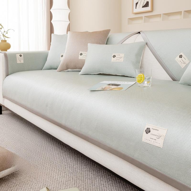 Summer Mat Sofa Cushion Simple Ice Silk Sofa Cover All-Inclusive Universal Non-Slip Sofa Seat Cushion Rattan Mat Cover