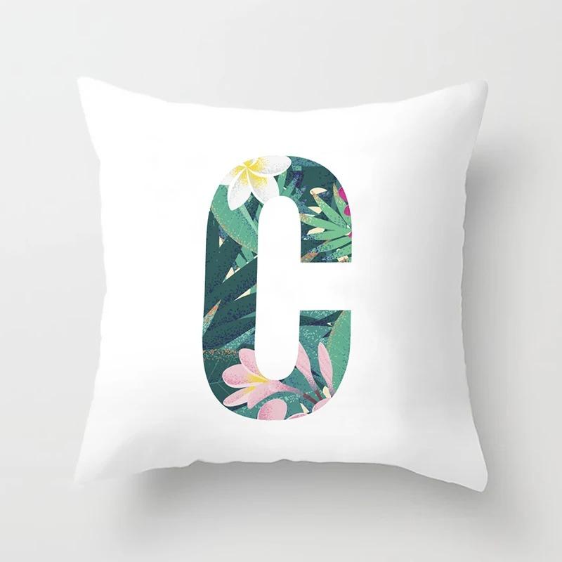 Luxury Home Pillowcase Square Office Decoration Cushion Cover Simple Floral English Letter Pattern Decoration