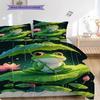 Frog Pattern Bedding Quilt Set Quilt Cover Pillowcase Home Decoration Birthday Gift (1 * Duvet Cover + 2 * Pillowcase, Without Core)