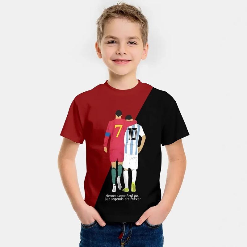 Personalisiertes Splicing 3D-gedrucktes Kinder-Sommer-Kurzarm-Rundhals-Jungen-Top-T-Shirt
