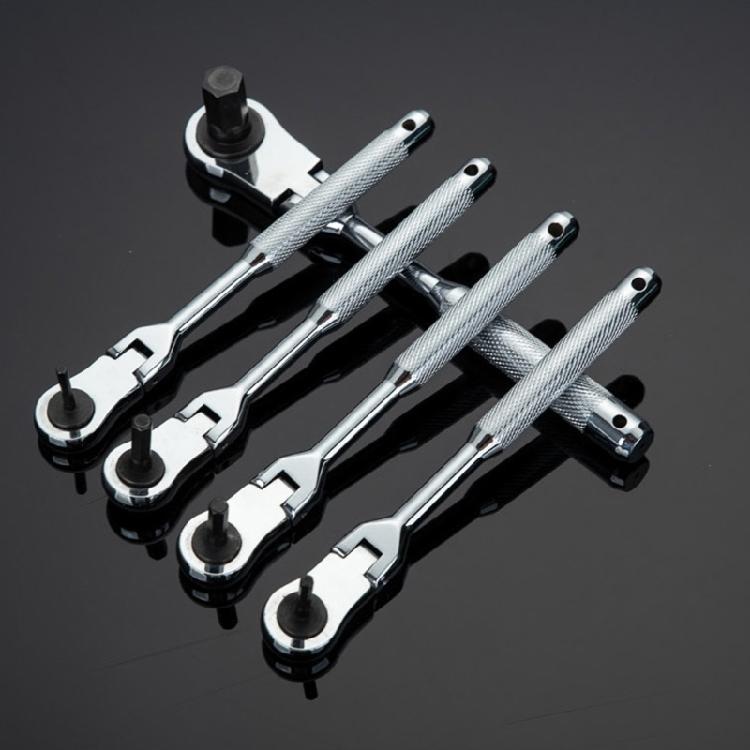 2 in 1 Flexible Head Wrench Steel Industrial Ratcheting Wrench Polishing Flexible Head Ratchet Combination Wrench