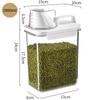 High Quality Airtight Grain Storage Box with Measuring Cup Lid Sets for Home Kitchen Grain Storage Jar