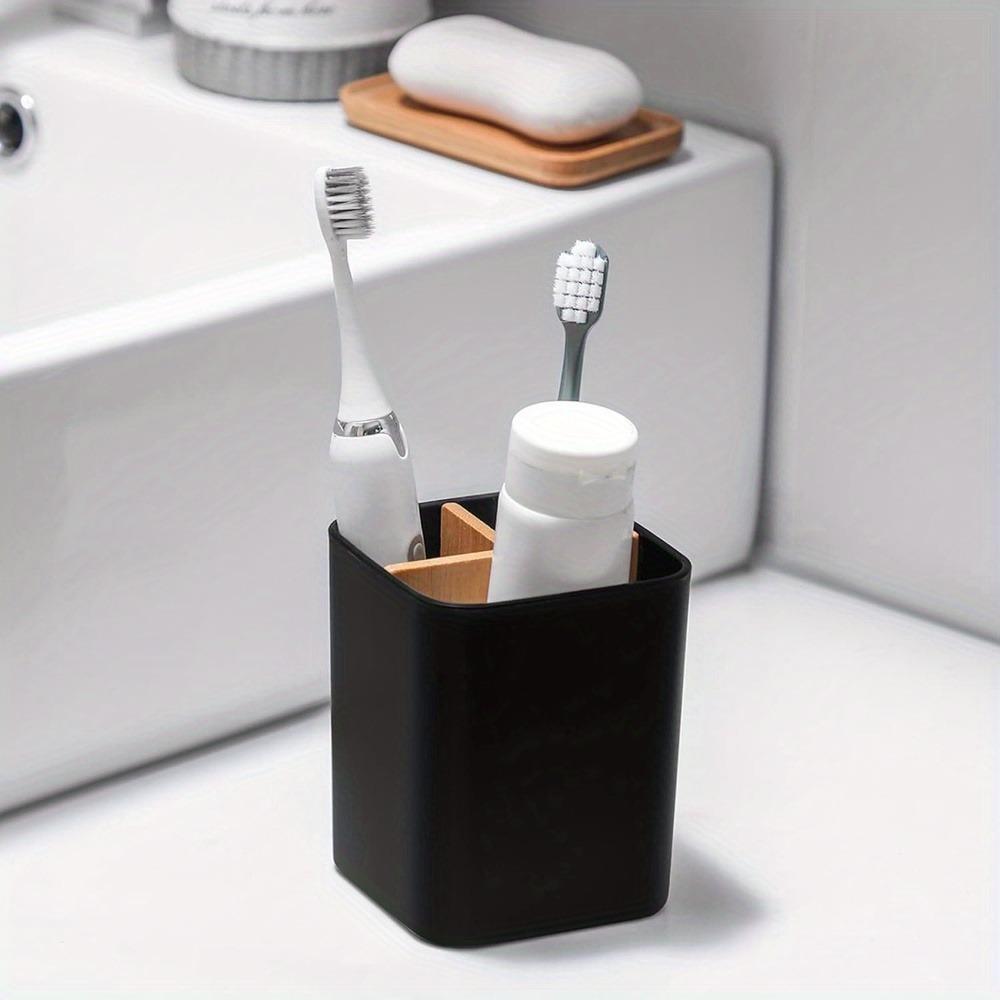 Bamboo Toothbrush Holder for Bathrooms 3 Slots Toothbrush and Toothpaste Holder Bathroom Counter Organizer