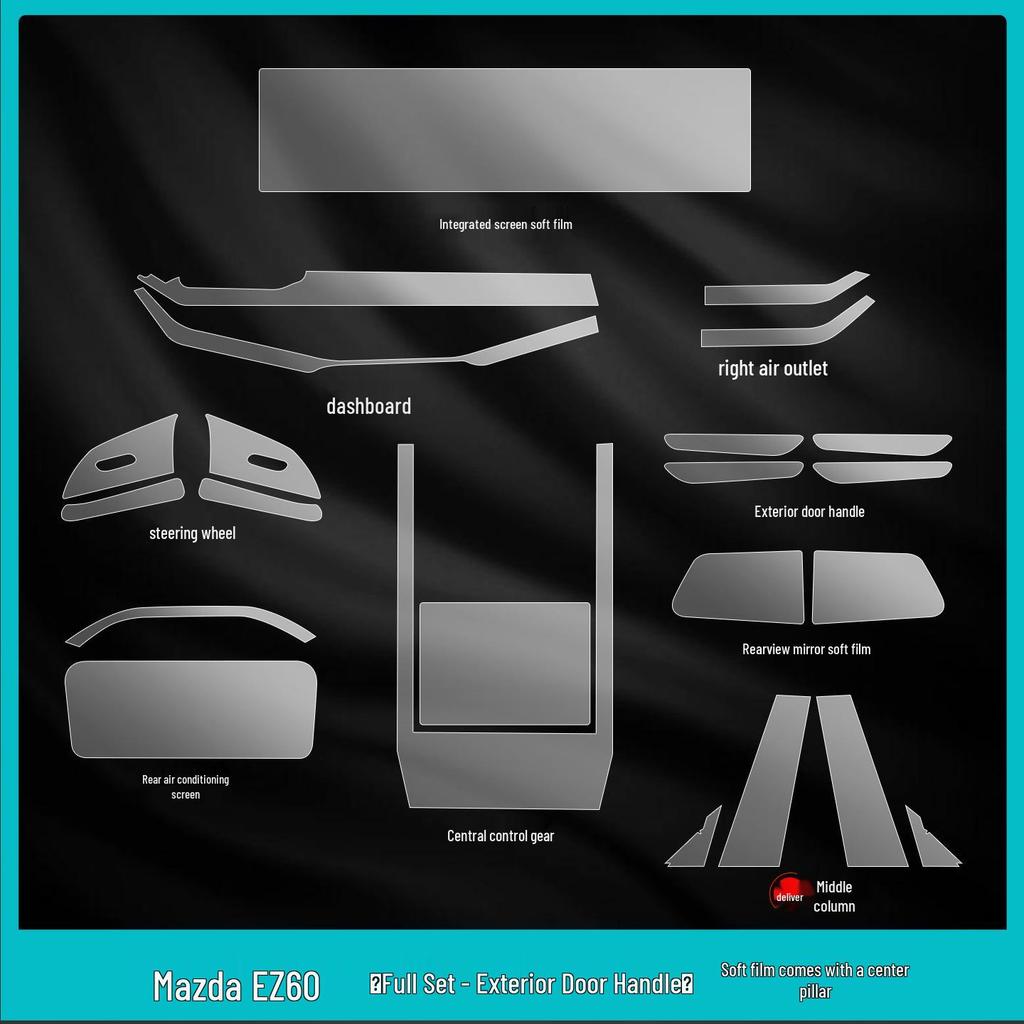 Mazda EZ60 25: B-Pillar Protective Film, A-Pillar Handle Sticker, Navigation Screen Tempered Film
