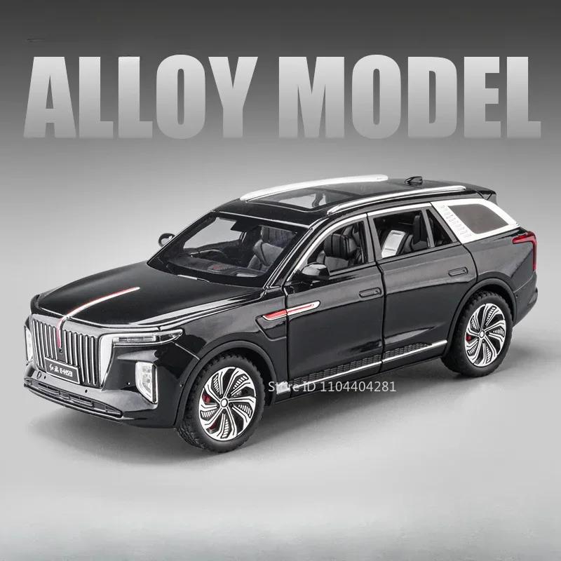 1:24 HONGQI L5 E-HS9 Model Toys Car Diecast 70th Anniversary Parade Cars Sound Light Pull Back Trendy Ornaments for Friend Gifts