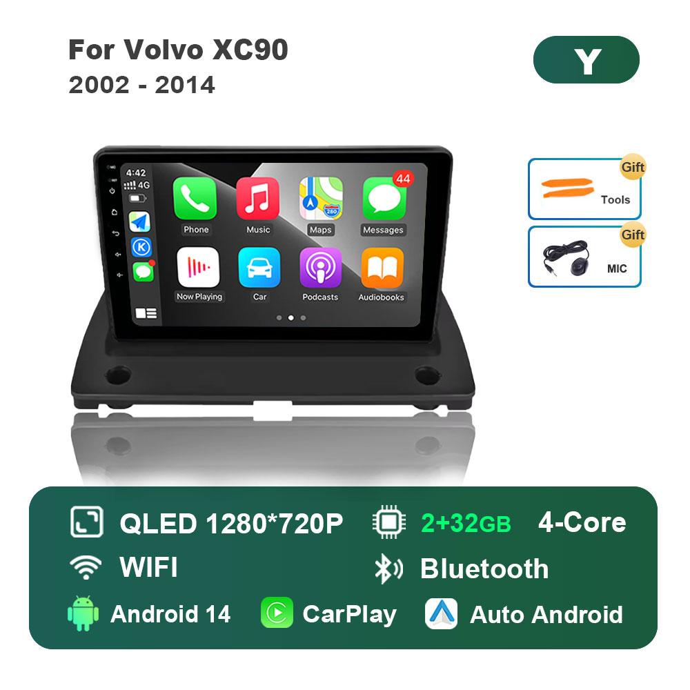 Bluetooth WiFi GPS Navigation Android 14 System for Volvo XC90 2002 - 2014 IPS Touch Screen Car Radio Multimedia player 4G