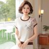 Stylish Knit Top for 50-Year-Old Women - Short-Sleeved, Versatile Summer T-Shirt for Middle-Aged and Elderly