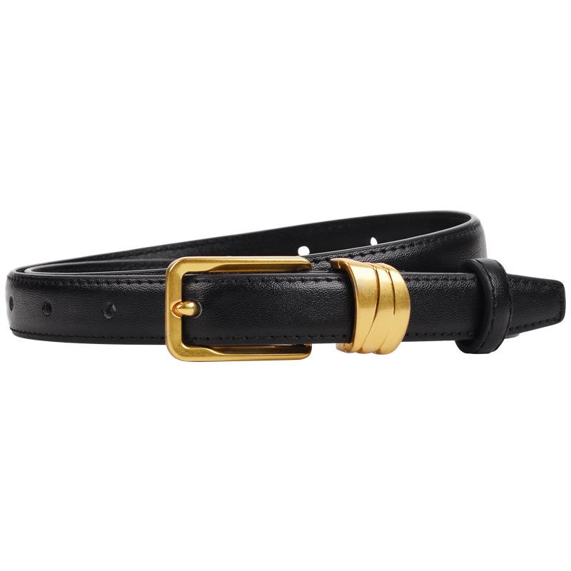 Ladies Internet Celebrity Belt Ladies Buckle Real Cowhide Ladies Thin Belt Fashion Versatile Decorative Dress Belt