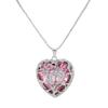 Luxury Hollow Out Heart Rhinestone Locket Pendant Necklace Green Red Pink Purple Blue Roseo Color Crystal Inside For Women