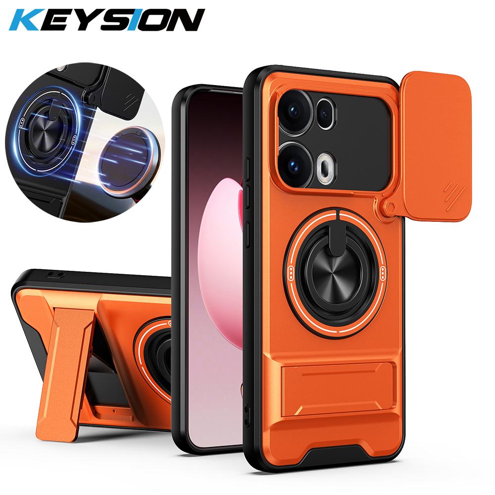 KEYSION Magnetic Phone Case for OPPO Reno13 Pro 5G Reno13 F 5G Slide Camera Protection Upright Kickstand Ring Shockproof Cover