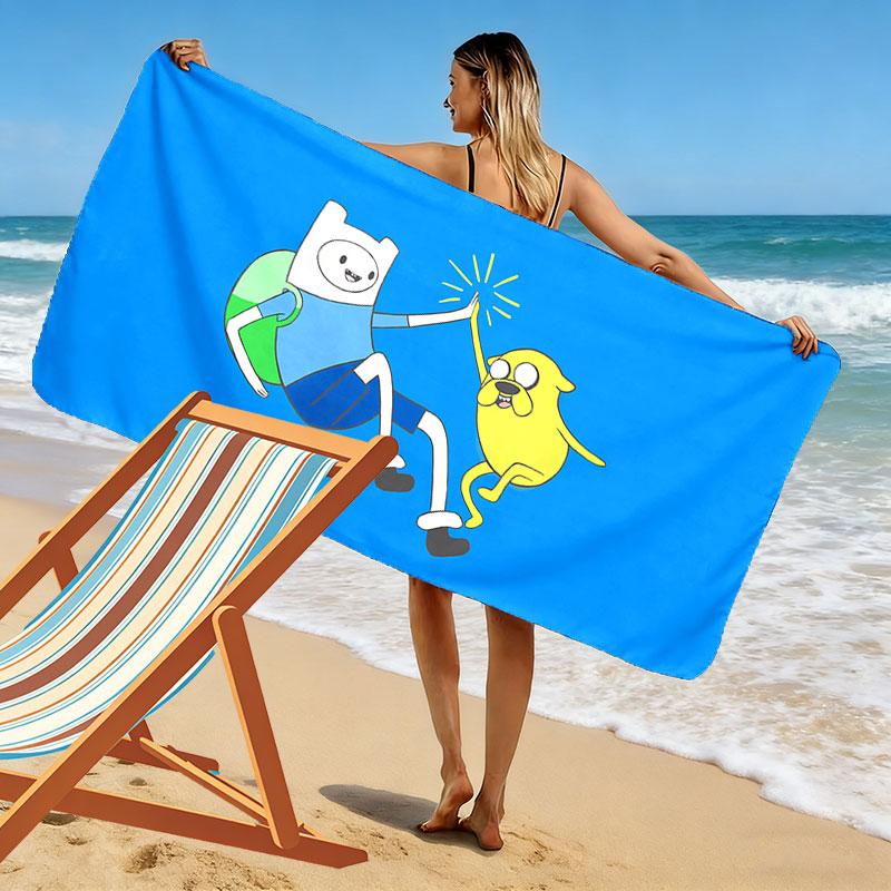 Adventure Time Print Beach Towel, Large Soft Quick Dry Towel for Beach Camping Swimming