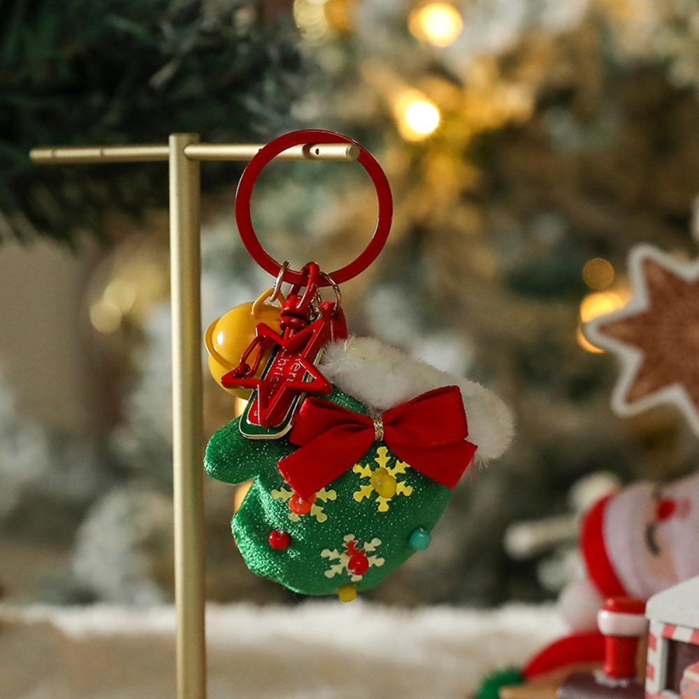 

Cane Christmas Tree Pendant Cartoon Plush Bow Key Ring Bag Pendant Christmas Key Ring Ornaments Style3