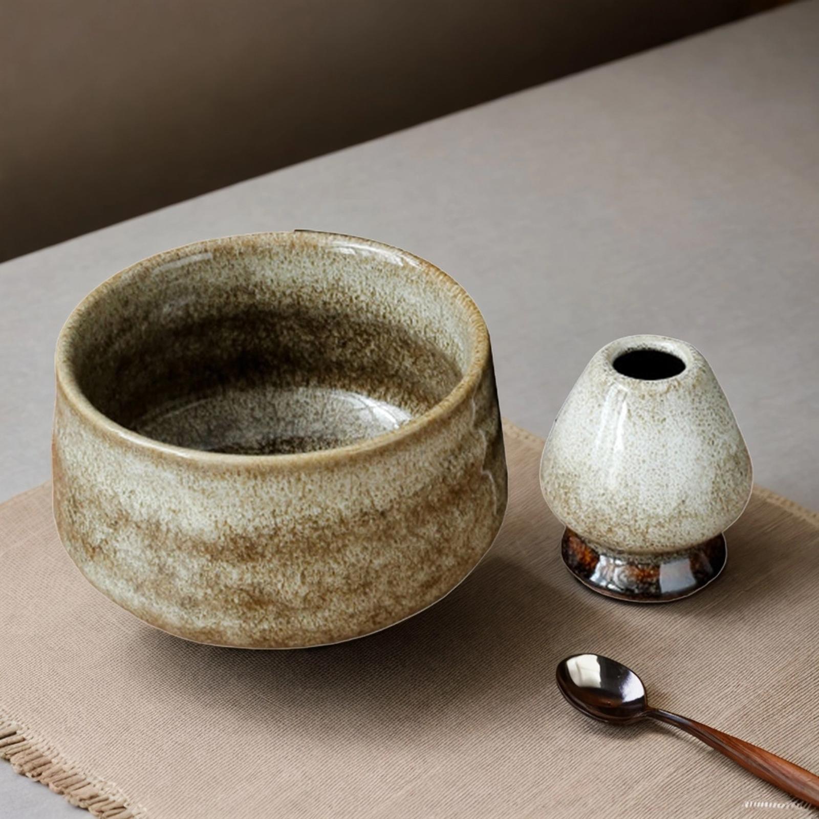 Ceramic Matcha Bowls with Whisk Holder Japanese Matcha Bowl Matcha Ceramic Bowl for Home Office Bedroom Dining Room Holiday