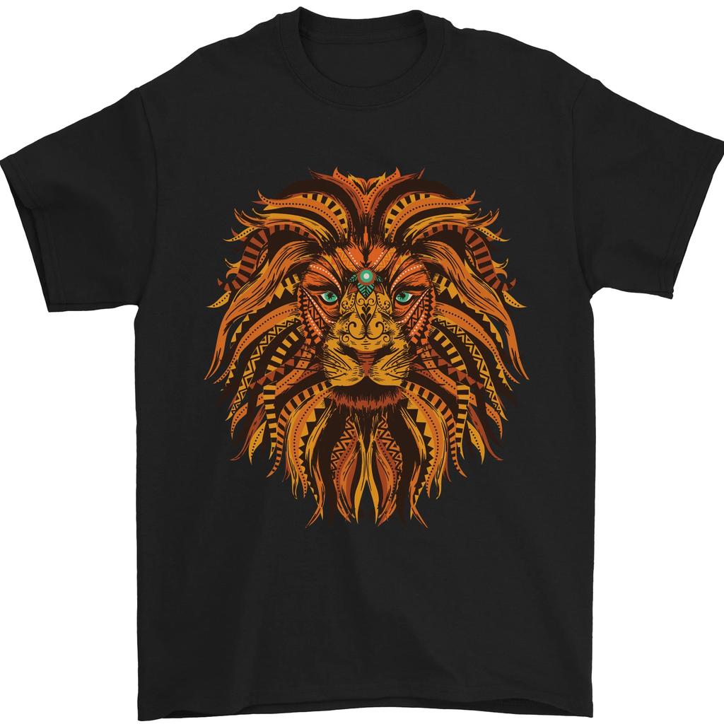 Mandala Art Lion Mens T-Shirt 100% Cotton