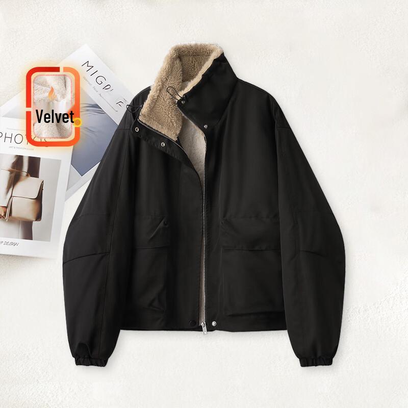 Women s Solid Stand-Collar Loose Long-Sleeve Winter Top XL