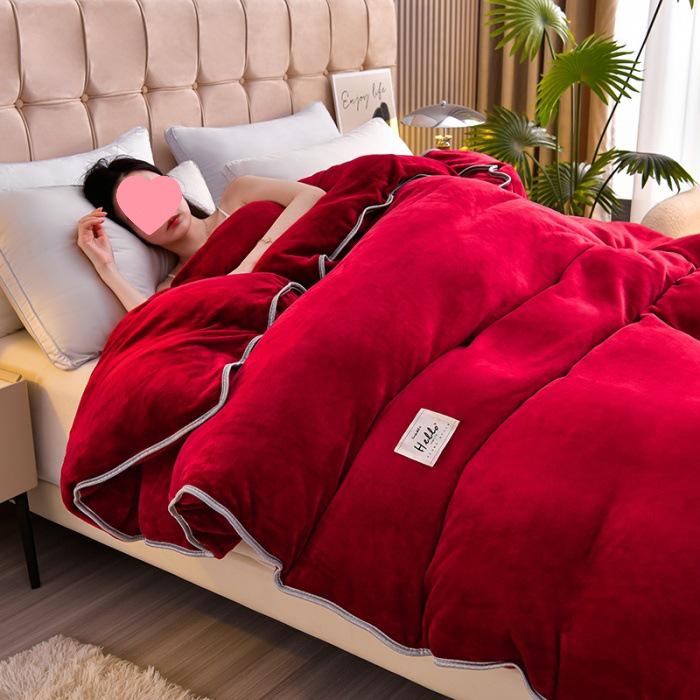 2026 Solid Color Thickened Milk Velvet Flannel Duvet Cover