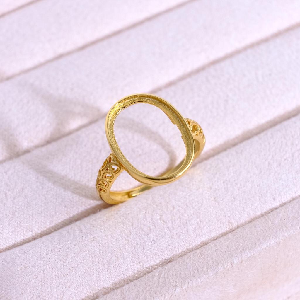 S925 Sterling Silver Gold-Plated Oval Open Ring with Bamboo Joint Design for Women