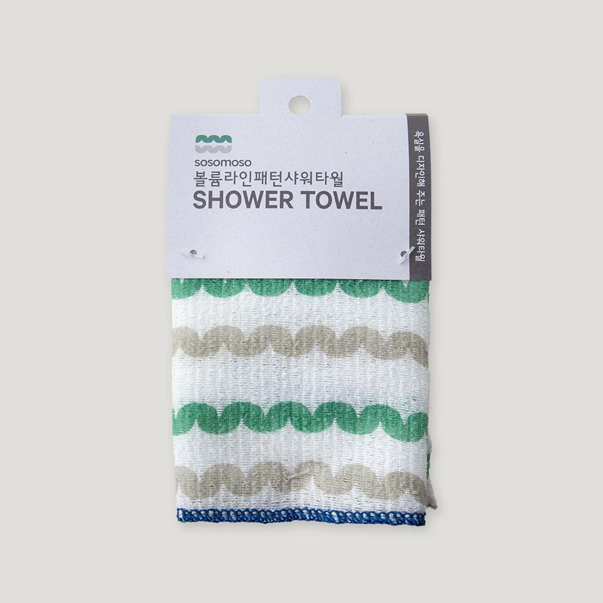 Volume line pattern shower towel