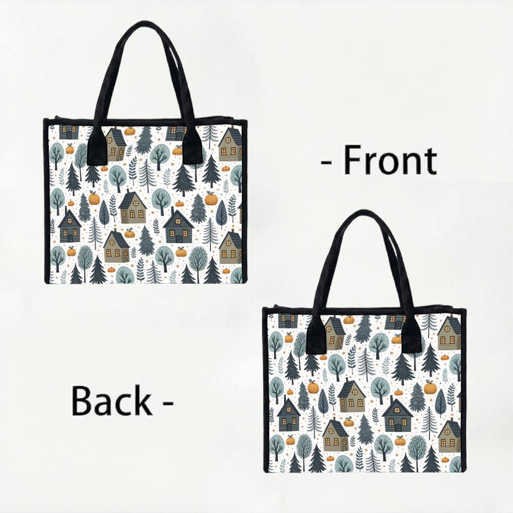 Autumn House Print Tote Bag Portable Reusable Casual Daily Carry Bag for Women
