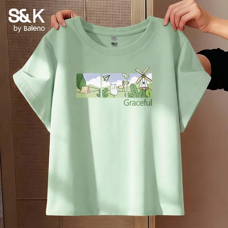 

Baleno S&K Women s Round Neck Pure Cotton Short Sleeve T-Shirt L