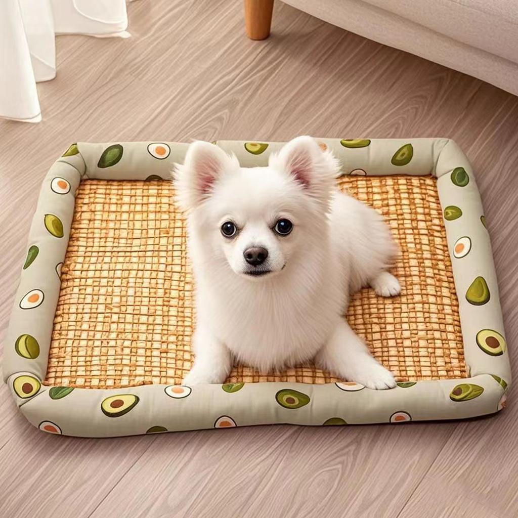 Square Summer Cooling Sleeping Dog Bed for Large Dog Cushion Spring Breathable Antislip Cat Bed Bamboo Cat Mat Pet Bed for Dog
