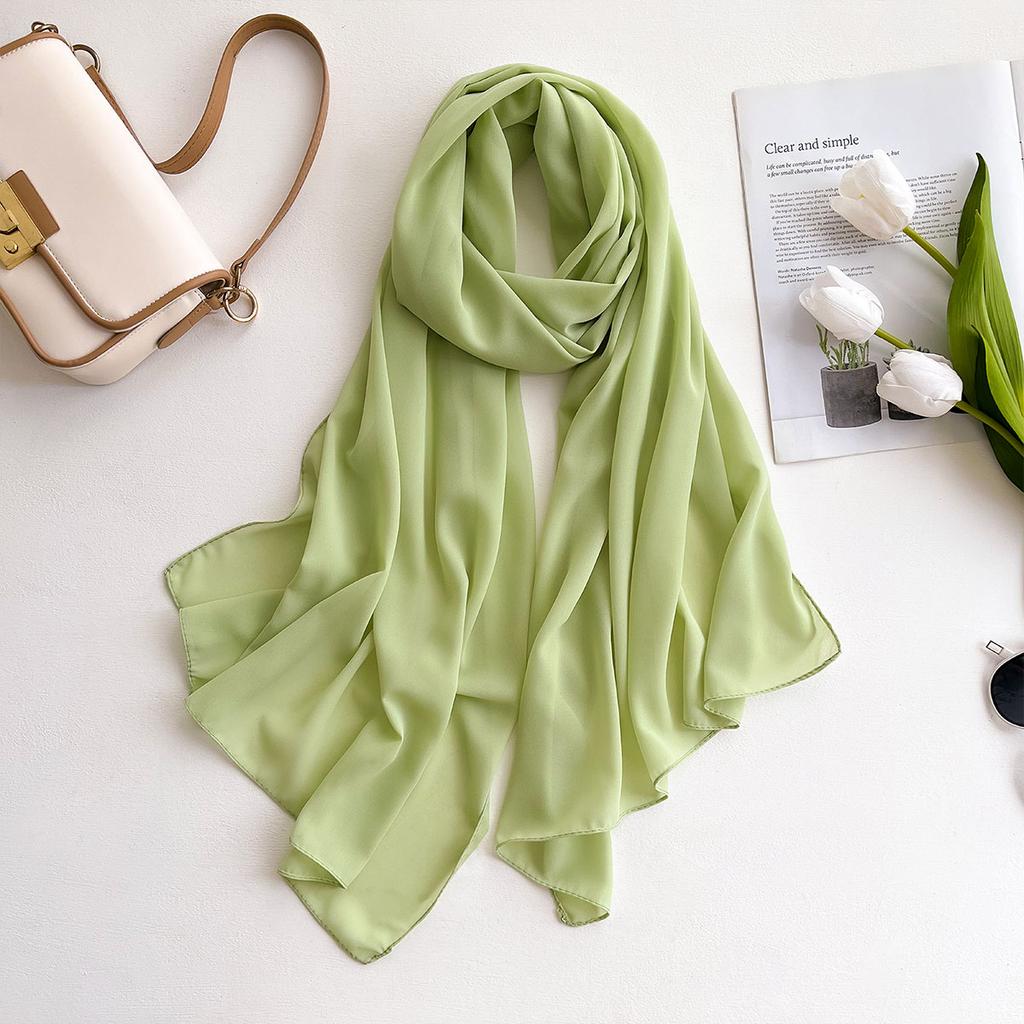 2025 New Elegant Modest Women Bubble Chiffon Solid Color Muslim Head Scarf Ladies Shawl and Wrap Female Foulard Hijab Stoles