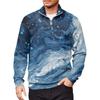 Men's Loose Casual 1/4 Zip Sweatshirt Fashion Printed Long Sleeve Top With Pockets