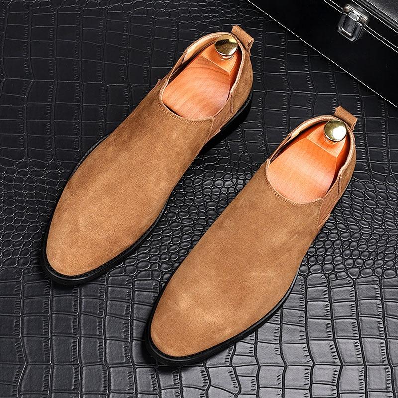 Fashion New Designer Men's Pointed Genuine Leather Slip On Flats Casual Shoes Male Penny Loafter Wedding Dress Prom Party Zapatos Hombre