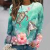 Sudaderas de Animales Marinos Tortugas Marinas Medusas Sudaderas con Capucha Estampado 3D Mujer Manga Larga Y2k Oversized Jerséis Tops Ropa Femenina
