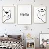 Minimalist Modern Cartoon Cat Wall Art Poster Nortic Line Drawing Black and White Animal Canvas Painting Home Decoration