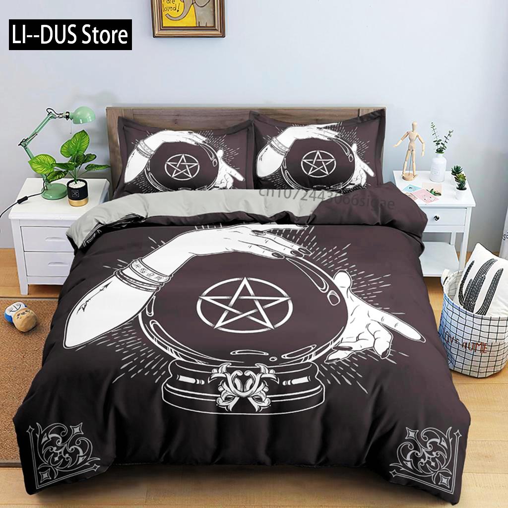 Comforter Divination Pattern Single Queen King Size Microfiber Sun And Moon Pattern Mandala Theme Bedding Set