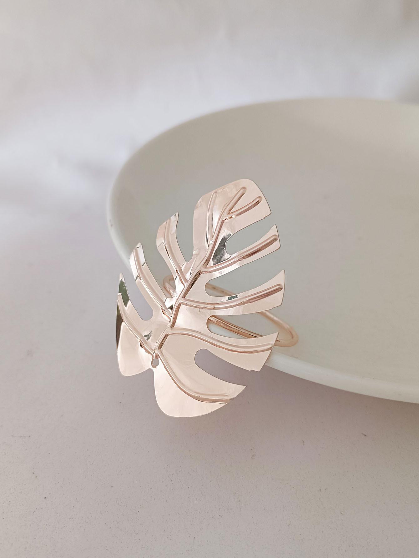 

Table Supplies Fashion Solid Color Napkin Rings Set Leaves Napkin Ring Holders Decor Napkin Buckle Wedding Party Table Decor