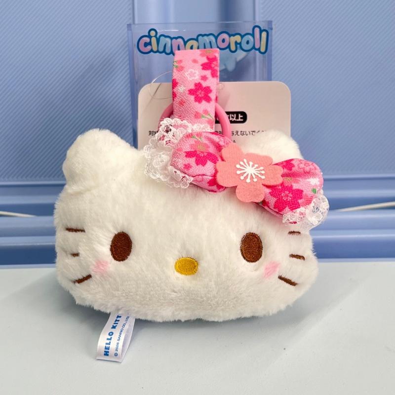 NEW Sakura bow My Melody Big Head Plush toy Keychain cute bowknot floral  head Stuffed doll ornament Backpack Charm