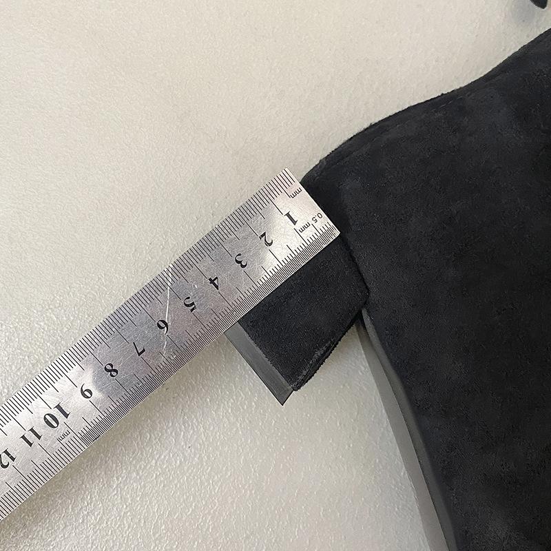 Brown thick heel short boots women's thin boots 2025 new autumn and winter square head high heel socks boots women's suede elastic boots