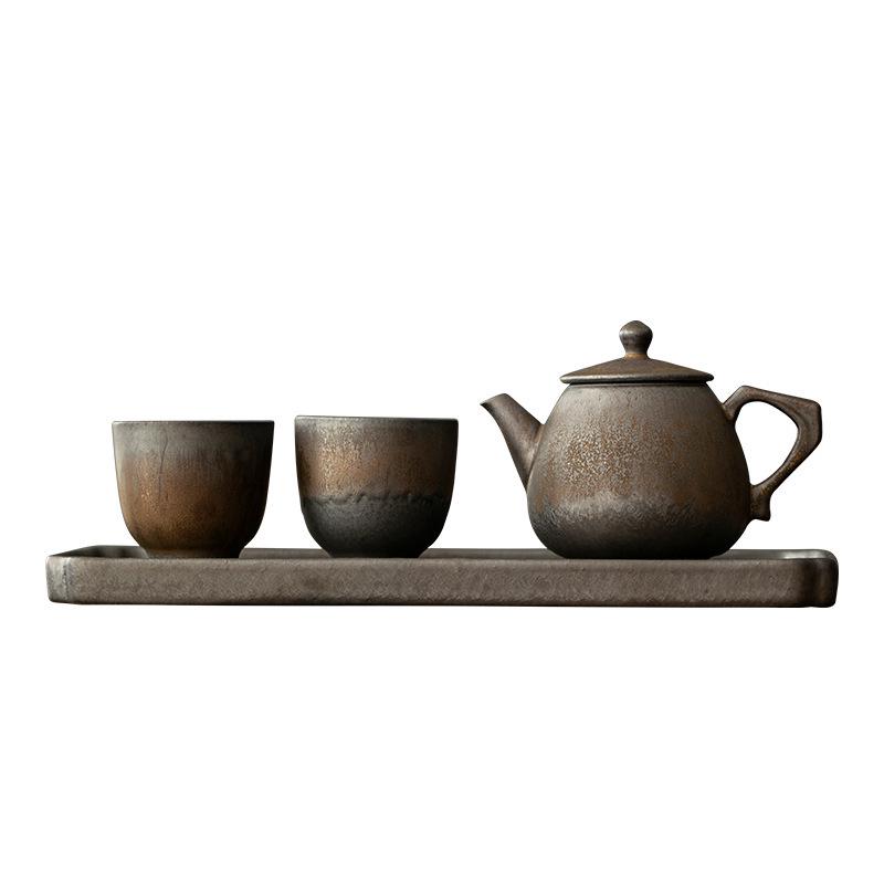 High-End Chinese Kung Fu Tea Set: Includes Teapot, Two Cups, and Tray for Two-Person Brewing