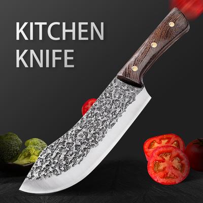 Coltello da chef forgiato a mano da 7,5 pollici, mannaia da carne, coltello da cucina in acciaio ad alto tenore di carbonio 5CR15