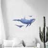 Blue Whale Wall Stickers, Waterproof PVC Wall Decals with Lighthouse And Stars, Peel And Stick Removable Marine Life Decals for Living