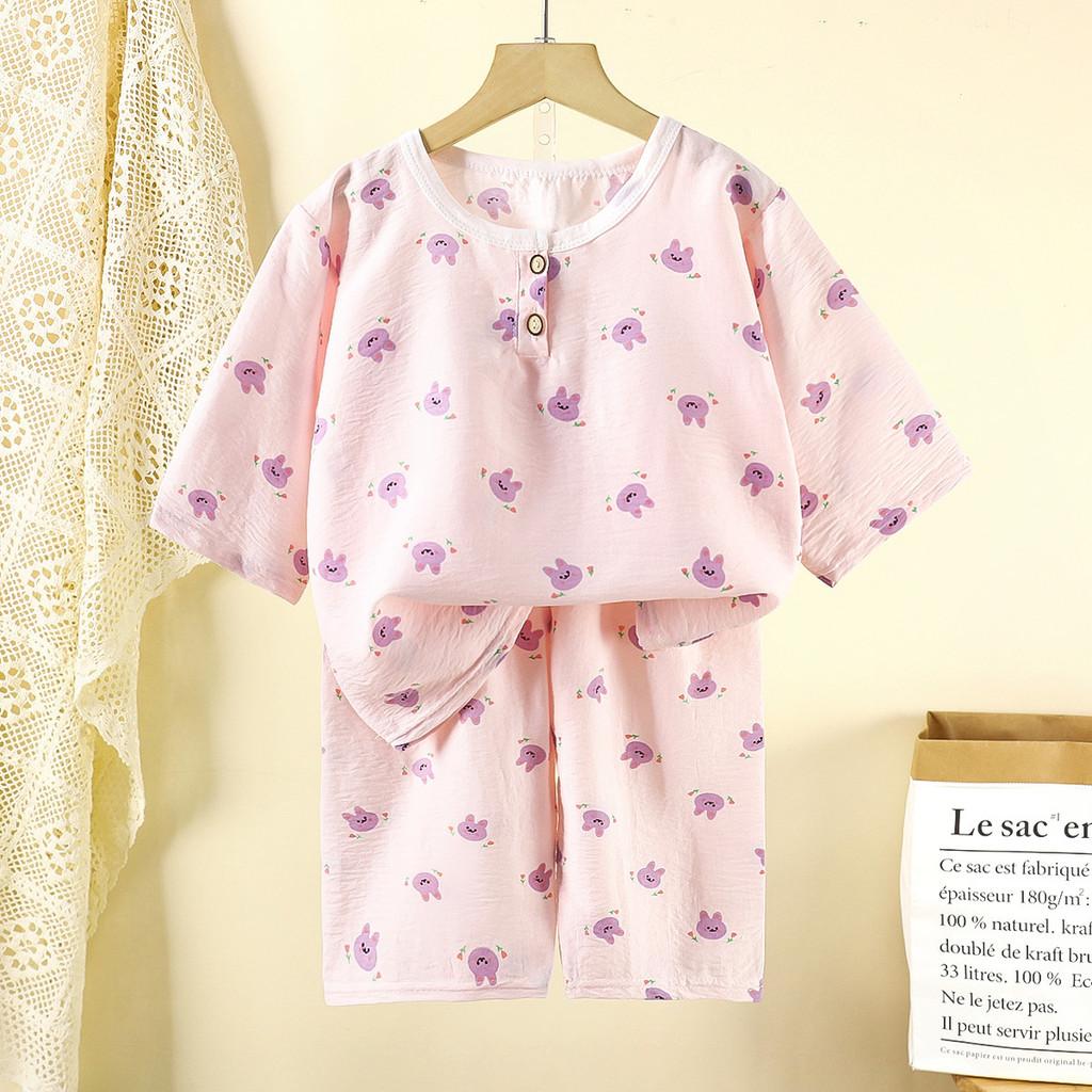 Childrens Cartoon Cotton Pajama Set With Breathable Fabric For Toddler Comfort