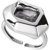Glossy Geometric Irregular Adjustable Ring for Women - Trendy Retro Stackable Style