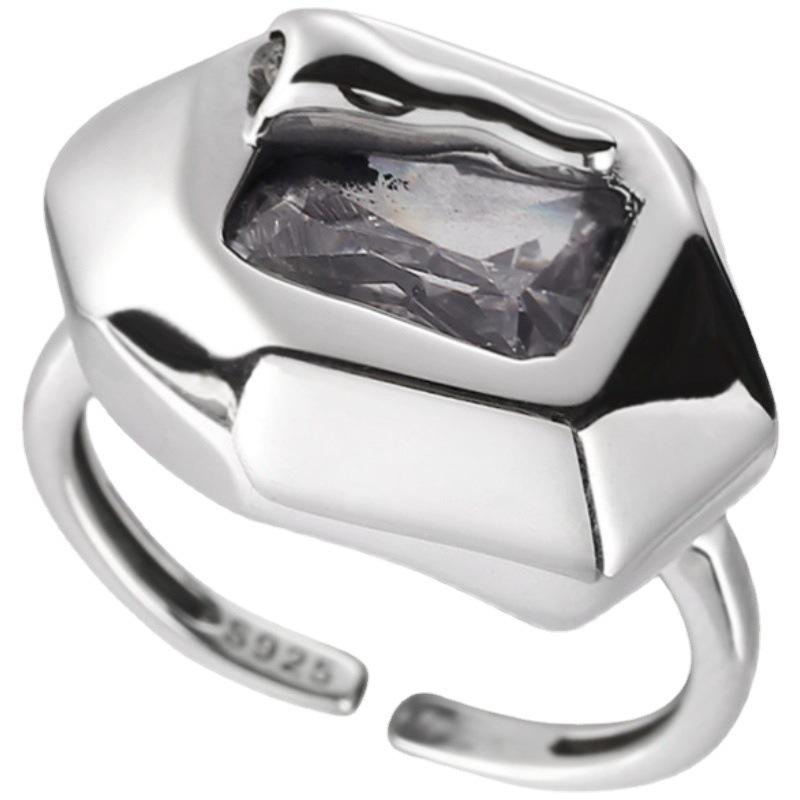 Glossy Geometric Irregular Adjustable Ring for Women - Trendy Retro Stackable Style