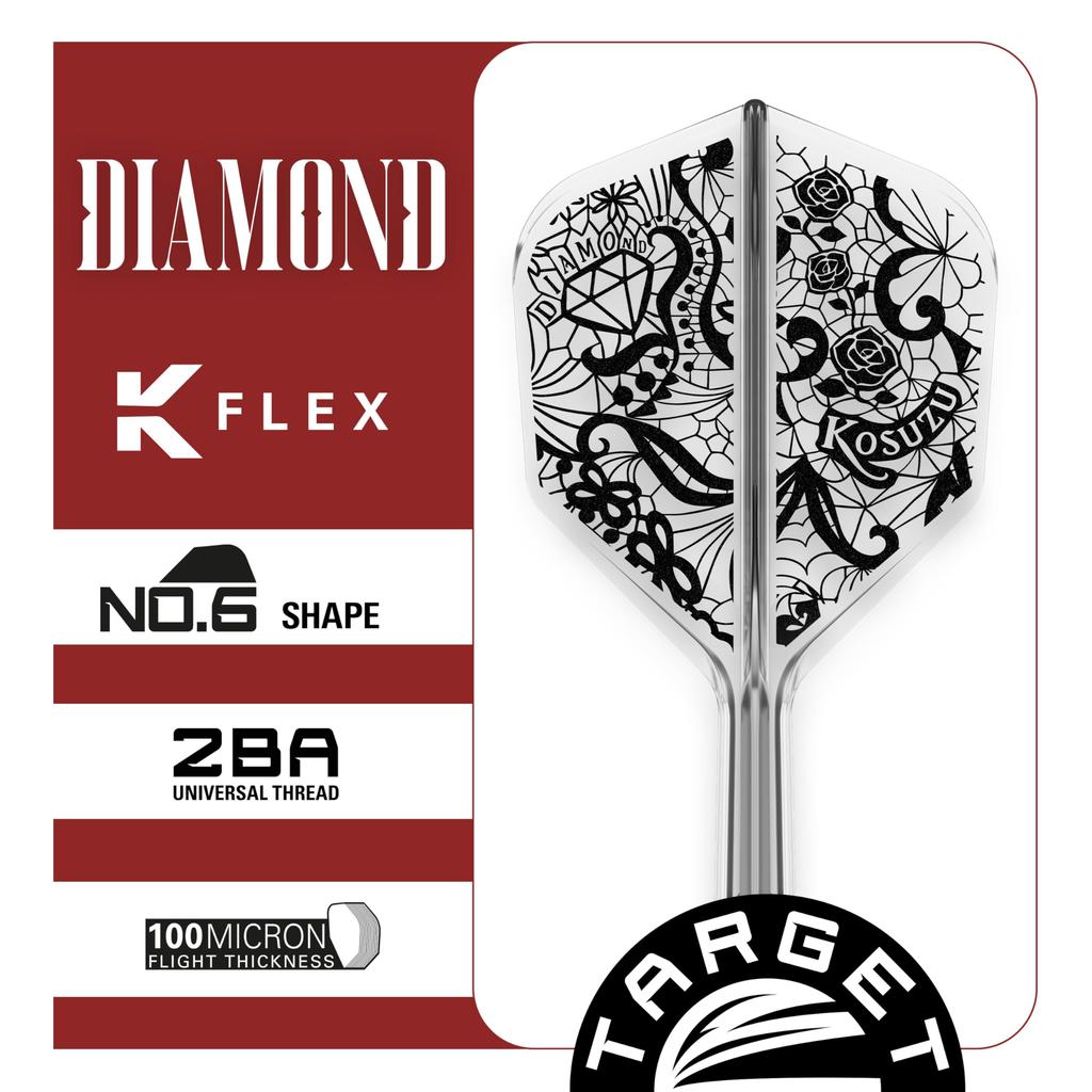 Target Japan DIAMOND FLIGHT Kosuzu Flights and Shafts Clear Shape Design Integrated Shaft and Flight Design Pack of 3 Professional Darts Accessories