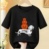 Halloween Skelett Dackel Kürbisdruck Kinder T-Shirt Reine Baumwolle Jungen Mädchen Kurzarm Rundhals Lässig Grafik Kinder Oberteile