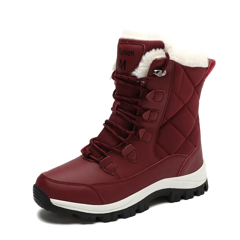 Snow boots women's outdoor travel thickened high-top cotton shoes women's medium boots winter