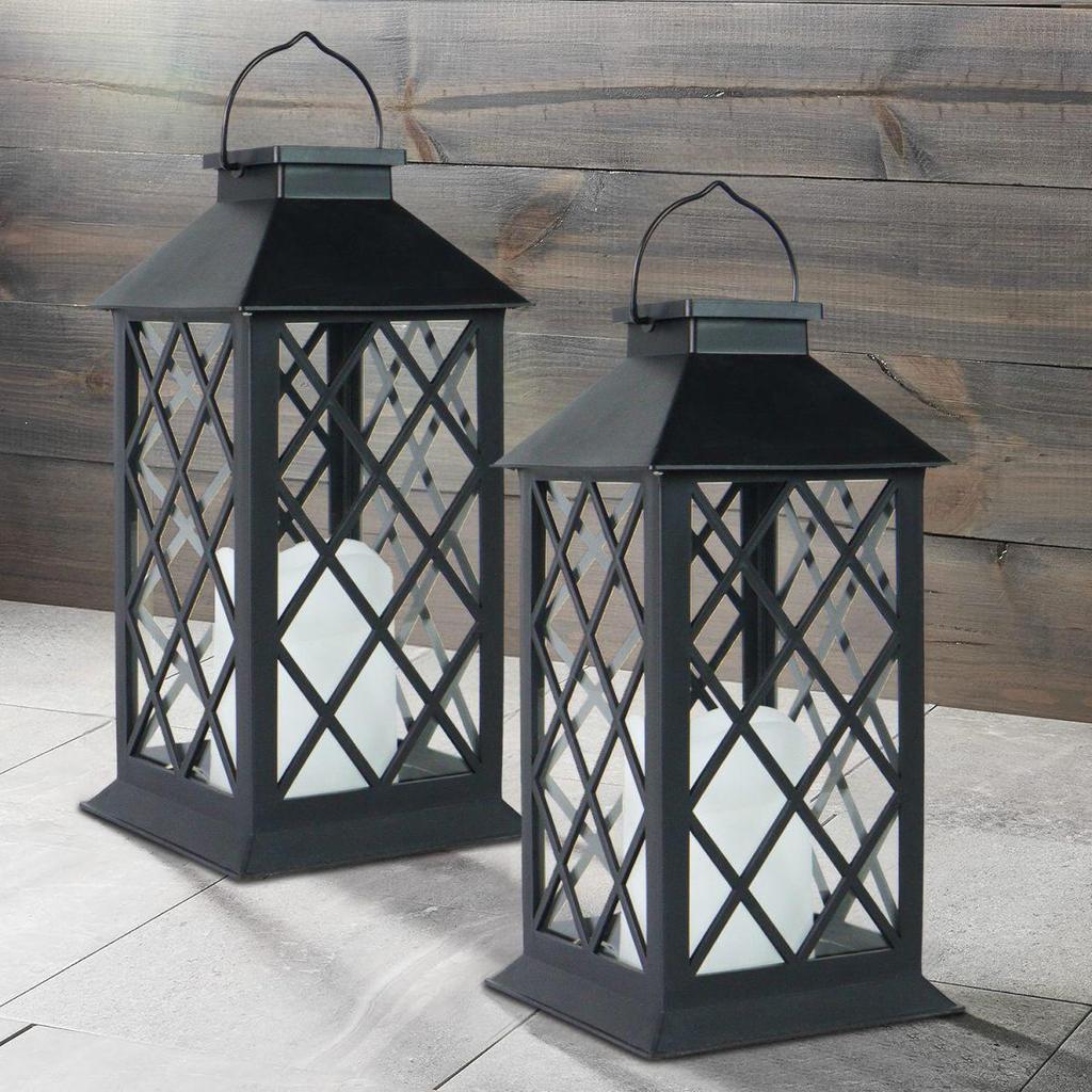 Vintage Außen Schmiedeeisen Solare Palastlaterne - Dekorative Garten Kerzenlampe